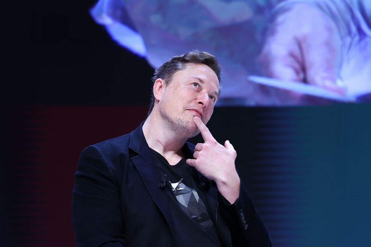 Elon Musk attends 'Exploring the New Frontiers of Innovation: Mark Read in Conversation with Elon Musk' session during the Cannes Lions International Festival Of Creativity 2024 - Day Three on June 19, 2024 in Cannes, France. (Marc Piasecki/Getty Images)