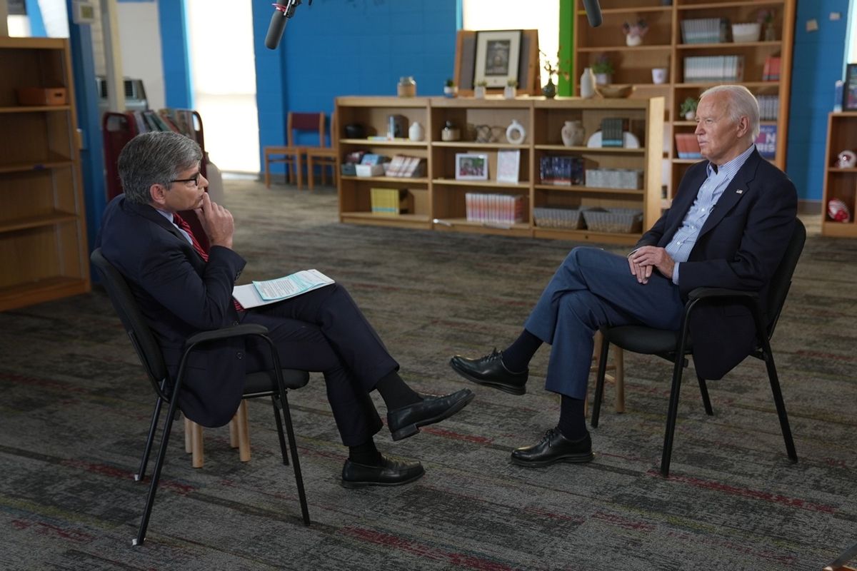 U.S. President Joe Biden speaks with "This Week" anchor George Stephanopoulos on July 05, 2024 in Madison, Wisconsin. (ABC via Getty Images)