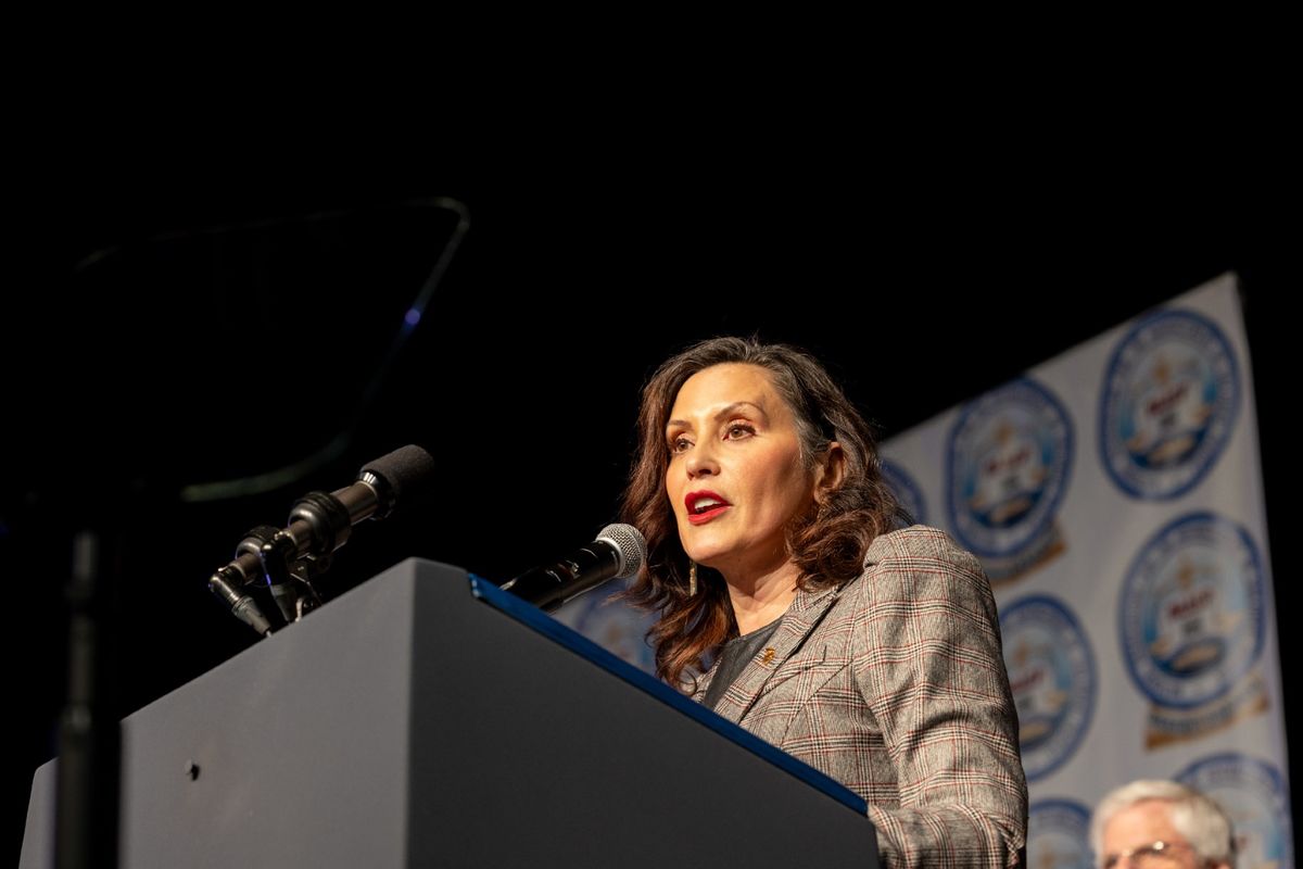 Michigan Governor Gretchen Whitmer speaks during the 69th Annual Fight For Freedom Fund Dinner at Huntington Place on May 19, 2024, in Detroit, Michigan. (Monica Morgan/Getty Images)