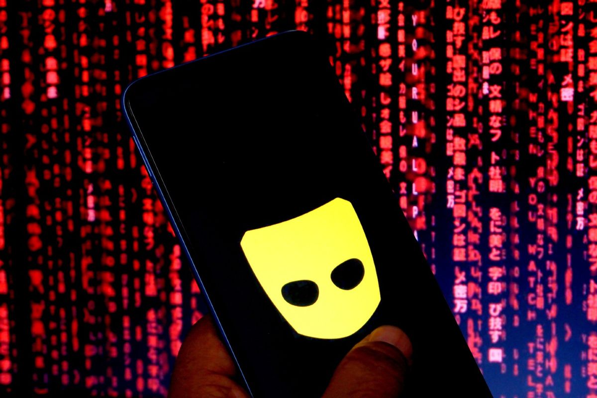 A Grindr logo seen displayed on a smartphone. (Avishek Das/SOPA Images/LightRocket via Getty Images)