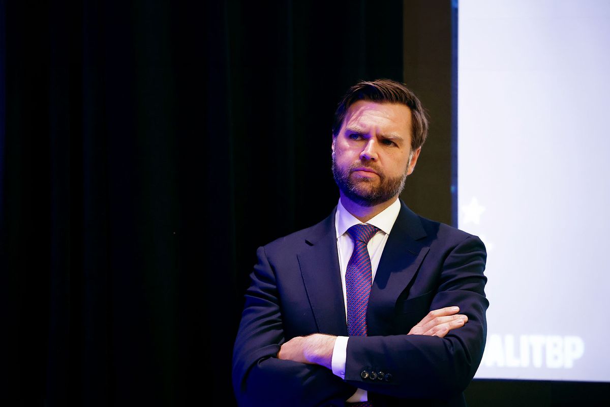 Republican vice presidential candidate, Sen. J.D. Vance (R-OH) listens during the Faith & Freedom Coalition’s "God & Country Breakfast" at the Pfister Hotel, on July 18, 2024 in Milwaukee, Wisconsin. (Anna Moneymaker/Getty Images)