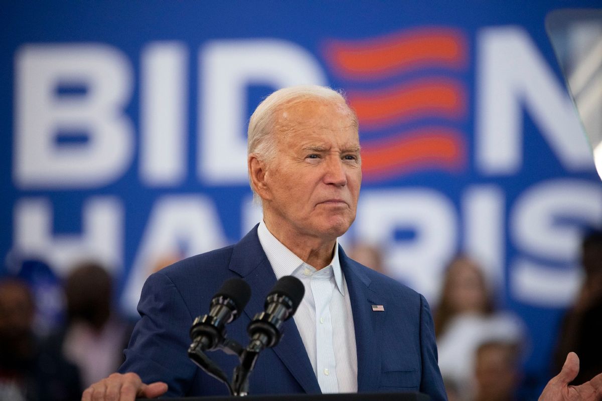 U.S. President Joe Biden speaks to supporters at a campaign event at Renaissance High School on July 12, 2024 in Detroit, Michigan. (Bill Pugliano/Getty Images)