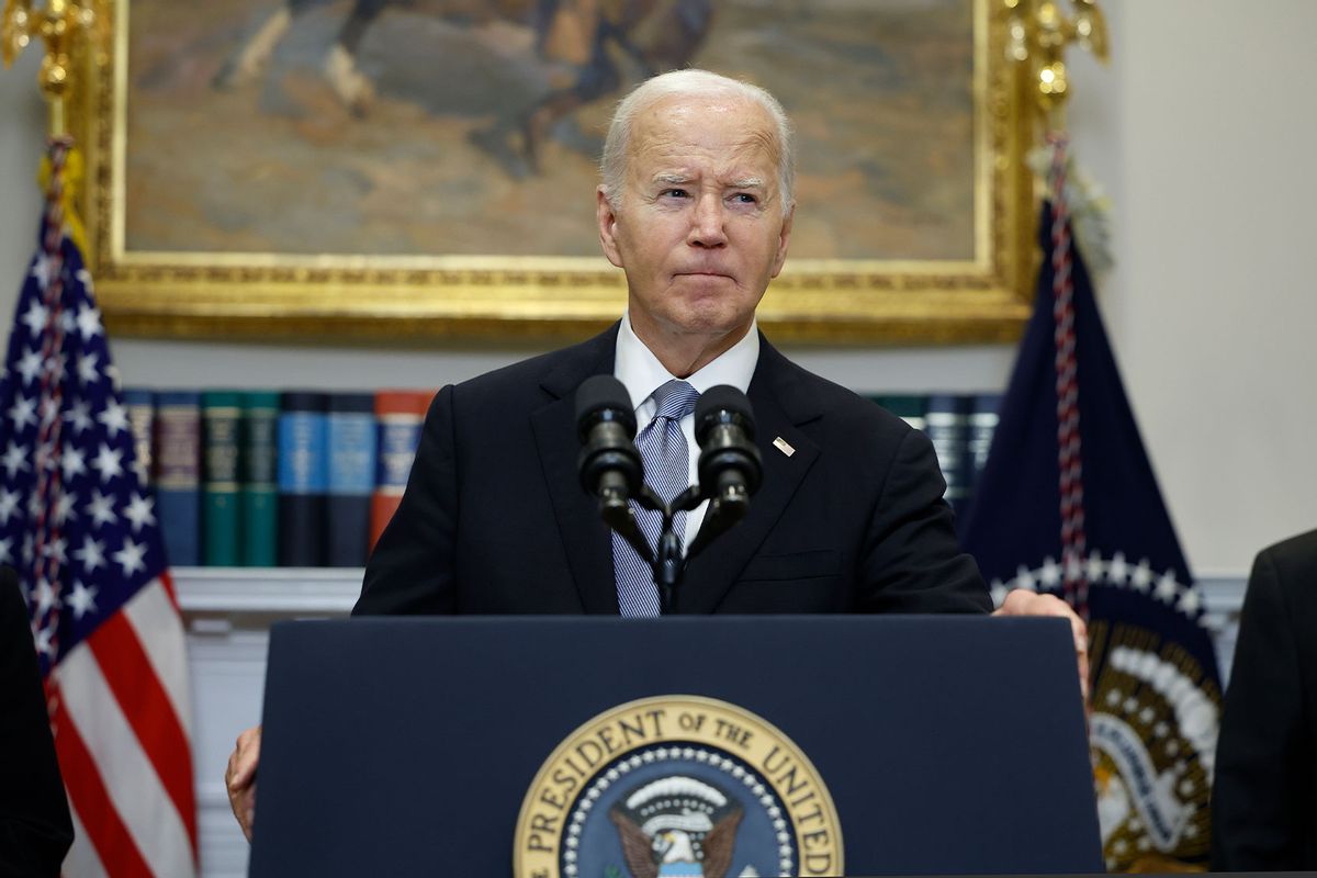 U.S. President Joe Biden delivers remarks on the assassination attempt on Republican presidential candidate former President Donald Trump at the White House on July 14, 2024 in Washington, DC. (Kevin Dietsch/Getty Images)