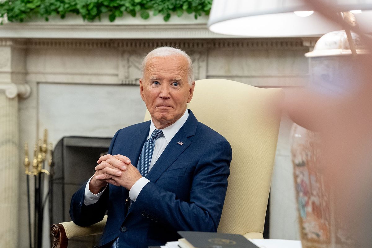 President Joe Biden in the Oval Office at the White House on July 25, 2024 in Washington, DC. (Andrew Harnik/Getty Images)