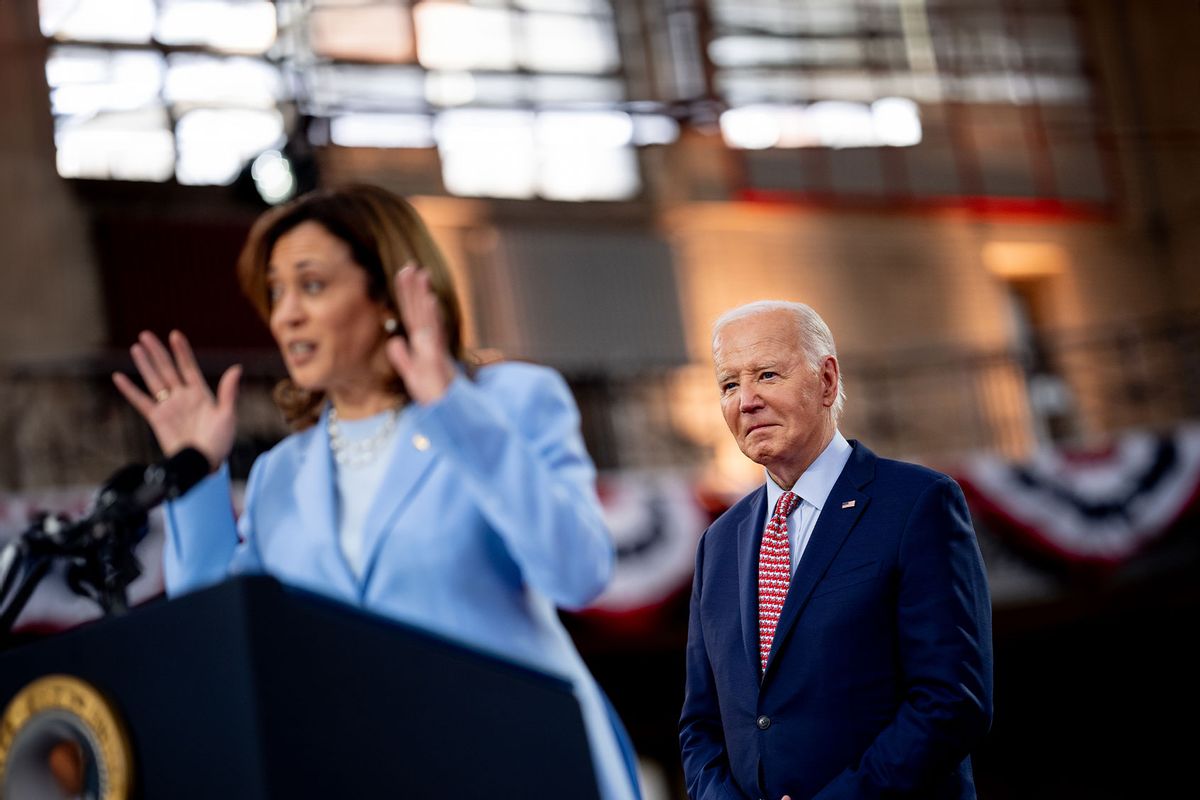 U.S. Vice President Kamala Harris introduces U.S. President Joe Biden during a campaign rally at Girard College on May 29, 2024 in Philadelphia, Pennsylvania. (Andrew Harnik/Getty Images)