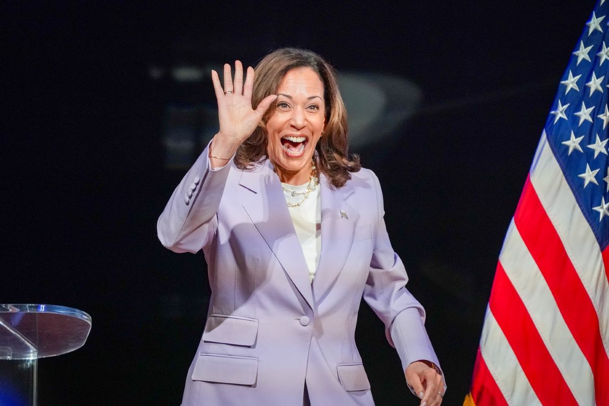 Vice President Kamala Harris arrives at The Rocket Foundation Summit on Gun Violence Prevention at The Carter Presidential Center on June 18, 2024, in Atlanta, Georgia. (Julia Beverly/Getty Images)
