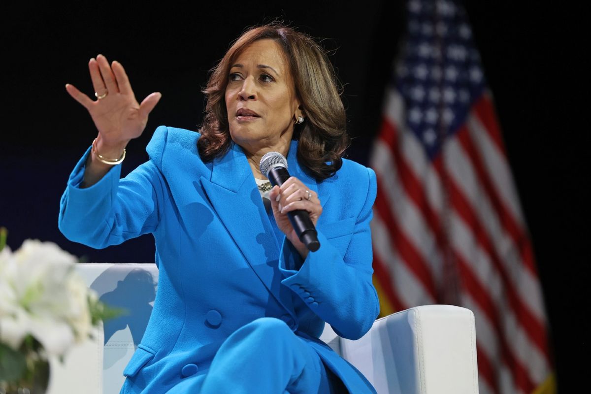 U.S. Vice President Kamala Harris speaks at the Global Black Economic Forum during the 30th annual Essence Festival of Culture at the Ernest N. Morial Convention Center on July 6, 2024 in New Orleans, Louisiana.  (Michael DeMocker/Getty Images)