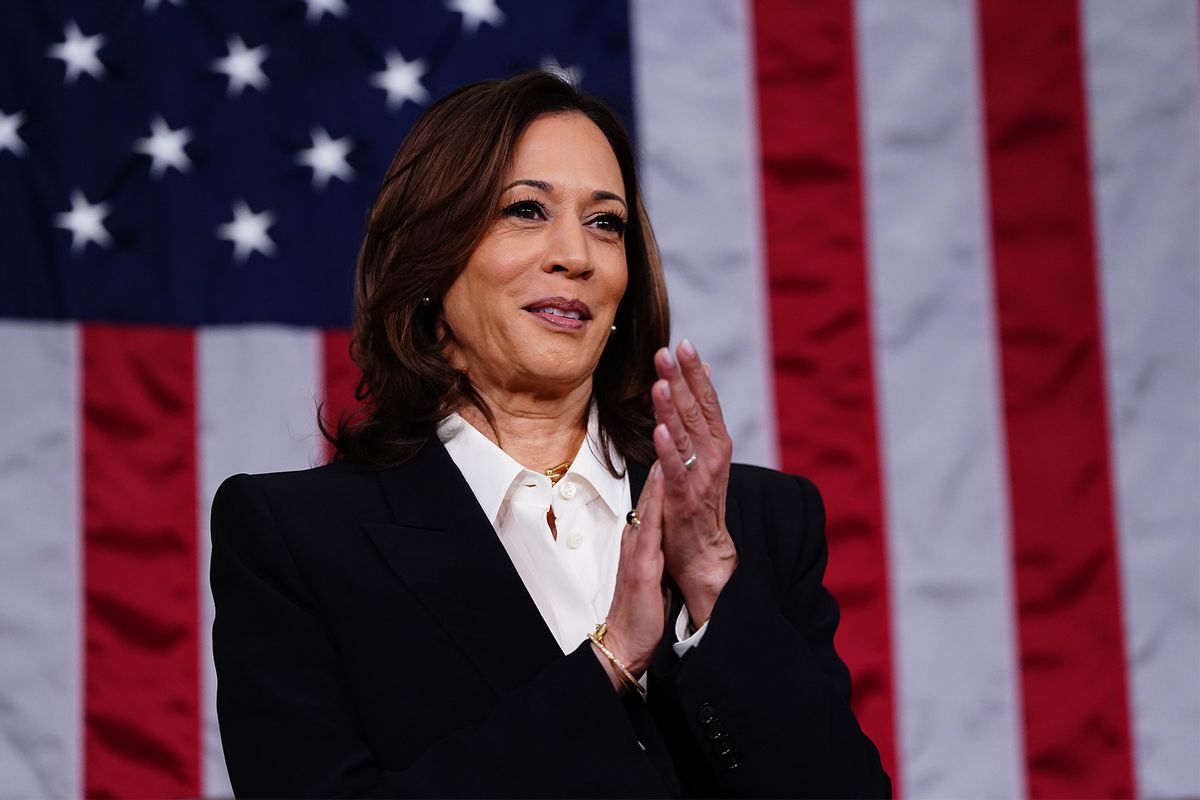 U.S. Vice President Kamala Harris looks over the House floor ahead of the annual State of the Union before a joint session of Congress at the Capital building on March 7, 2024 in Washington, DC. (Getty Images / Photo by Shawn Thew-Pool)