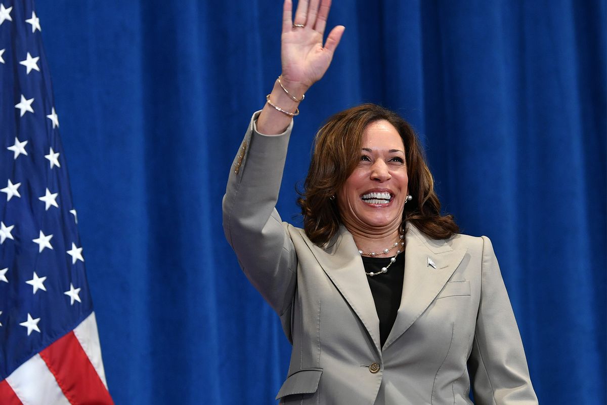 U.S. Vice President Kamala Harris holds a campaign event in Fayetteville, North Carolina on July 18, 2024. (Getty Images / Peter Zay / Anadolu )