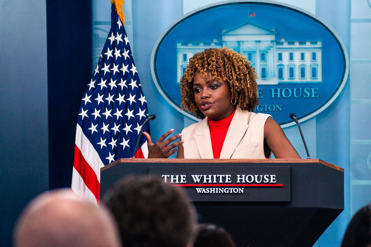 White House Press Secretary Karine Jean-Pierre during the Daily Briefing in The James S. Brady Press Briefing Room at the White House on Wednesday July 3, 2024. (Demetrius Freeman/The Washington Post via Getty Images)