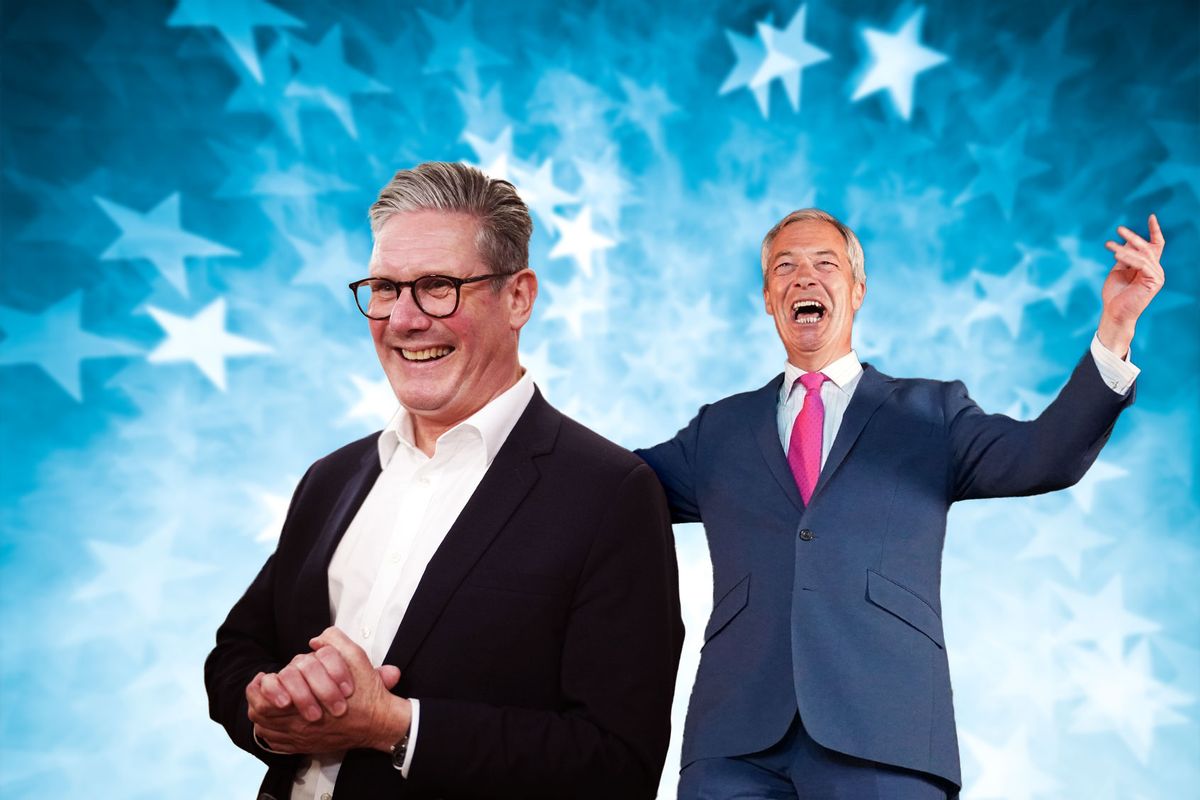 Keir Starmer and Nigel Farage (Photo illustration by Salon/Getty Images)