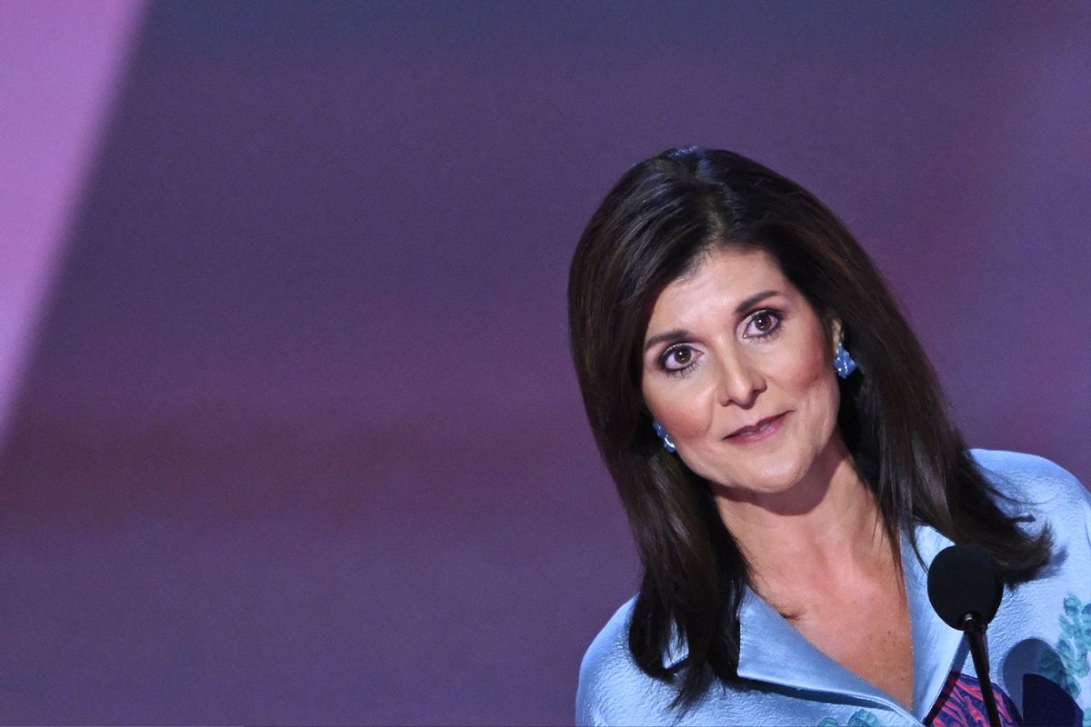 US former ambassador to the United Nations and former South Carolina Governor Nikki Haley speaks during the second day of the 2024 Republican National Convention at the Fiserv Forum in Milwaukee, Wisconsin, July 16, 2024. (ANDREW CABALLERO-REYNOLDS/AFP via Getty Images)