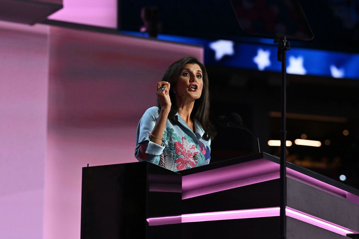 Former Republican presidential candidate Nikki Haley speaks during Day 2 of the Republican National Convention on July 16, 2024 in Milwaukee, WI. (Ricky Carioti/The Washington Post via Getty Images)