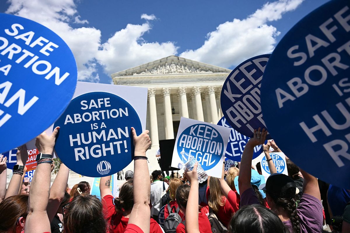 Reproductive rights activists demonstrate in front of the Supreme Court in Washington, DC, on June 24, 2024. (JIM WATSON/AFP via Getty Images)