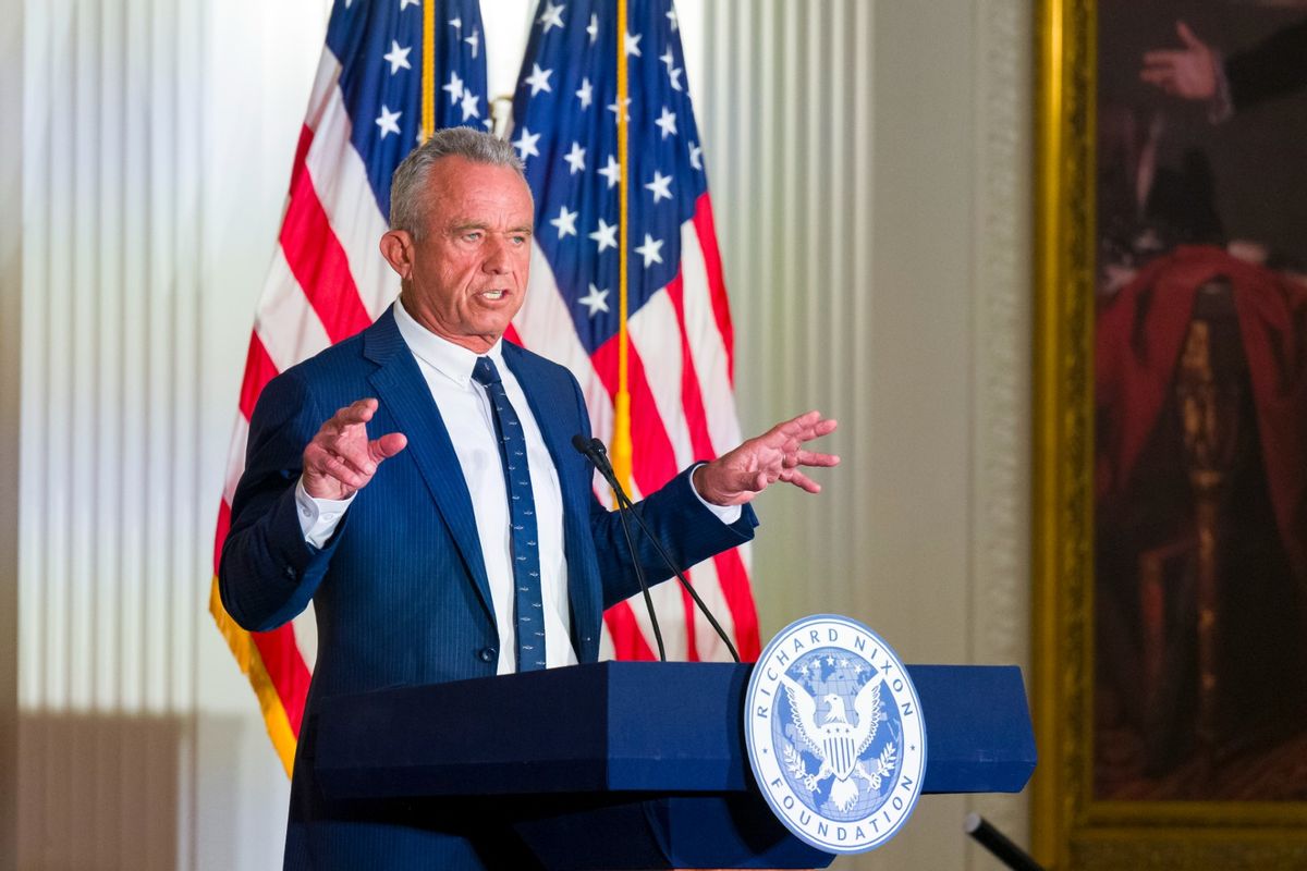 Presidential candidate Robert F. Kennedy, Jr. delivers a speech outlining his foreign policy vision at the Richard Nixon Presidential Library and Museum in Yorba Linda on Wednesday, June 12, 2024.  (Leonard Ortiz/MediaNews Group/Orange County Register via Getty Images)