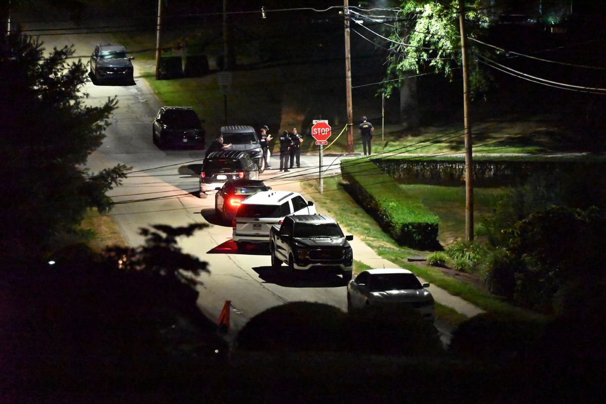 Police cars outside the residence of suspect Thomas Matthew Crooks, Trump Rally Shooter, investigate the area in Pennsylvania, United States on July 14, 2024.  (Kyle Mazza/Anadolu via Getty Images)