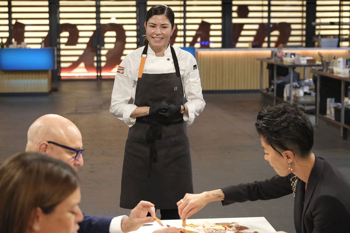 Gail Simmons, Tom Colicchio, Laura Ozyilmaz and Kristen Kish on "Top Chef" (David Moir/Bravo)