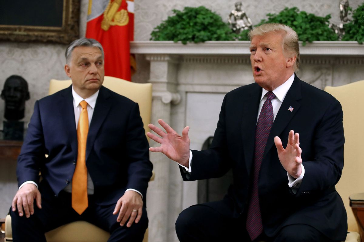 U.S. President Donald Trump speaks to the media during a meeting with Hungarian Prime Minister Viktor Orban, in the Oval Office on May 13, 2019 in Washington, DC. (Mark Wilson/Getty Images)