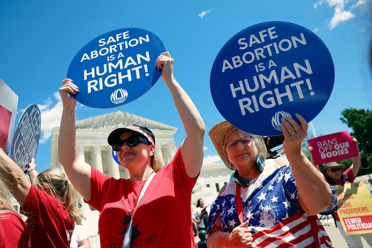 Abortion rights advocates participate in a protest outside of the U.S. Supreme Court Building on June 24, 2024 in Washington, DC. (Anna Moneymaker/Getty Images)