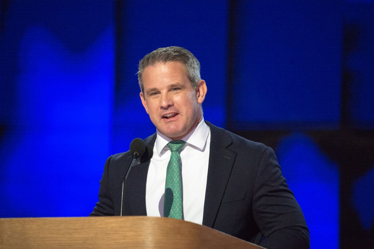 Former Representative Adam Kinzinger, a Republican from Illinois speaks during the Democratic National Convention (DNC) at the United Center in Chicago, Illinois, United States on August 22, 2024.  (Jacek Boczarski/Anadolu via Getty Images)