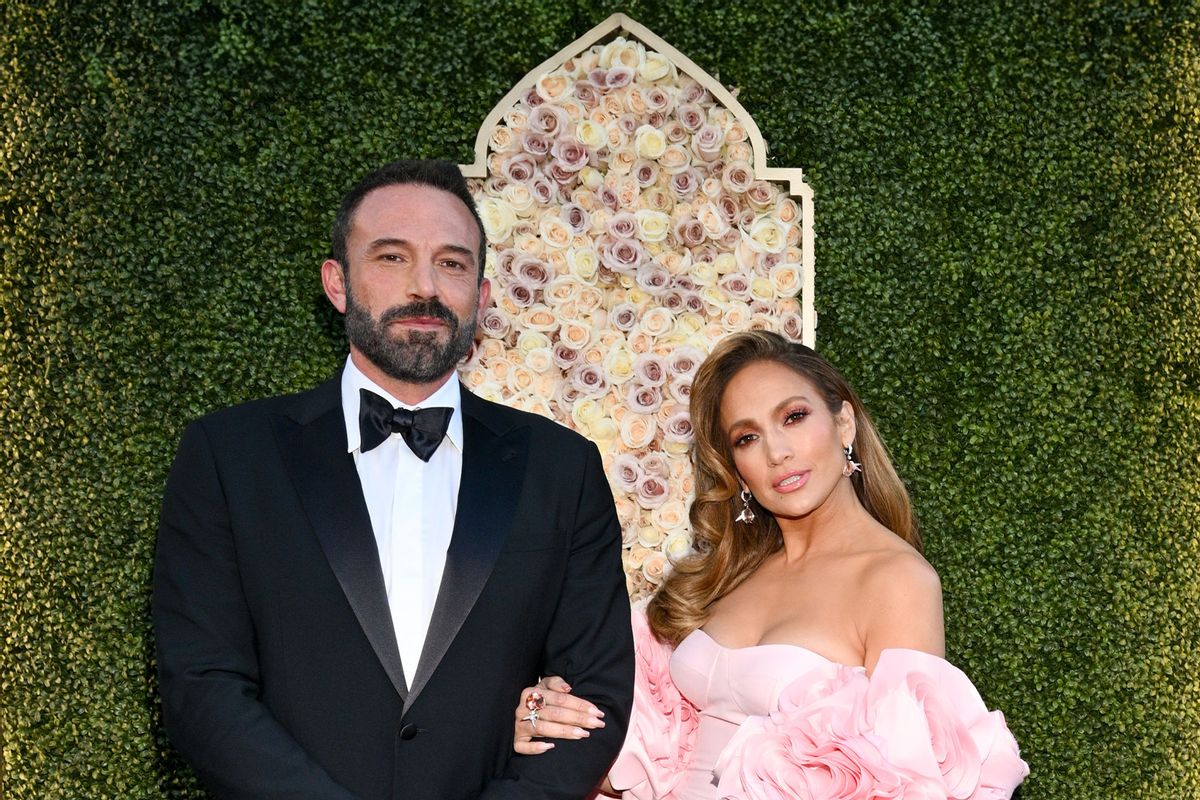 Ben Affleck and Jennifer Lopez at the 81st Golden Globe Awards held at the Beverly Hilton Hotel on January 7, 2024 in Beverly Hills, California. (Michael Buckner/Golden Globes 2024/Golden Globes 2024 via Getty Images)