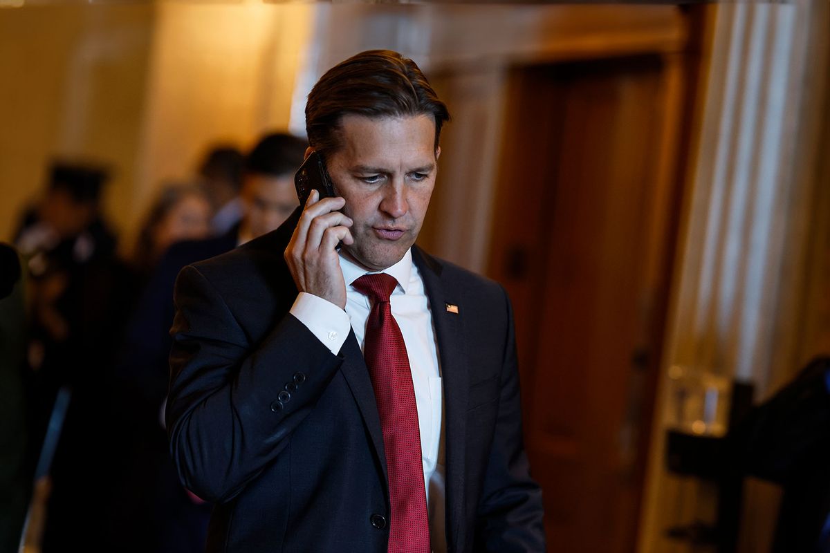 Sen. Ben Sasse (R-NE) speaks on his cell phone as he walks through the U.S. Capitol Building on September 28, 2022 in Washington, DC. (Anna Moneymaker/Getty Images)