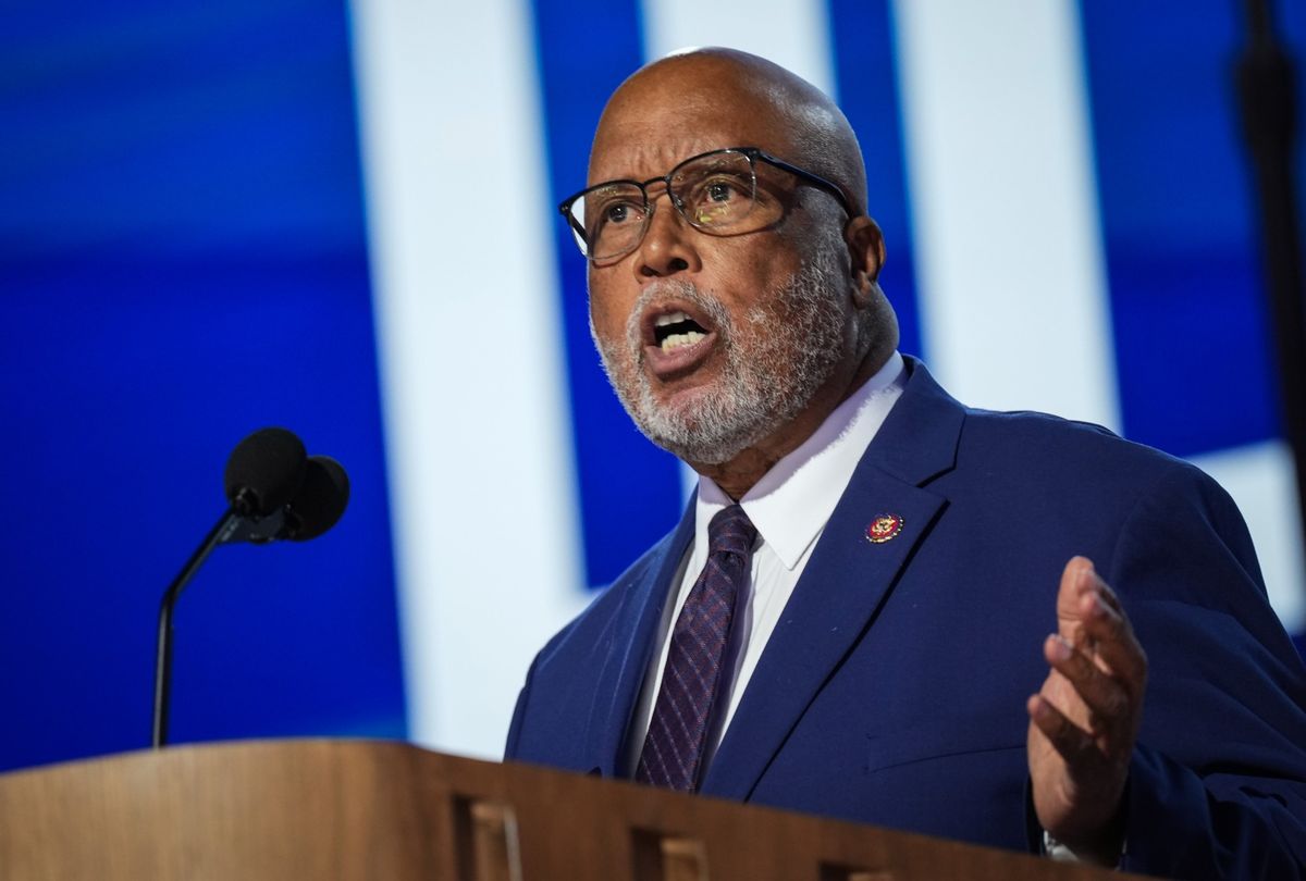 Rep. Bennie Thompson speaks on stage during the third day of the Democratic National Convention at the United Center on August 21, 2024 in Chicago, Illinois.  (Andrew Harnik/Getty Images)