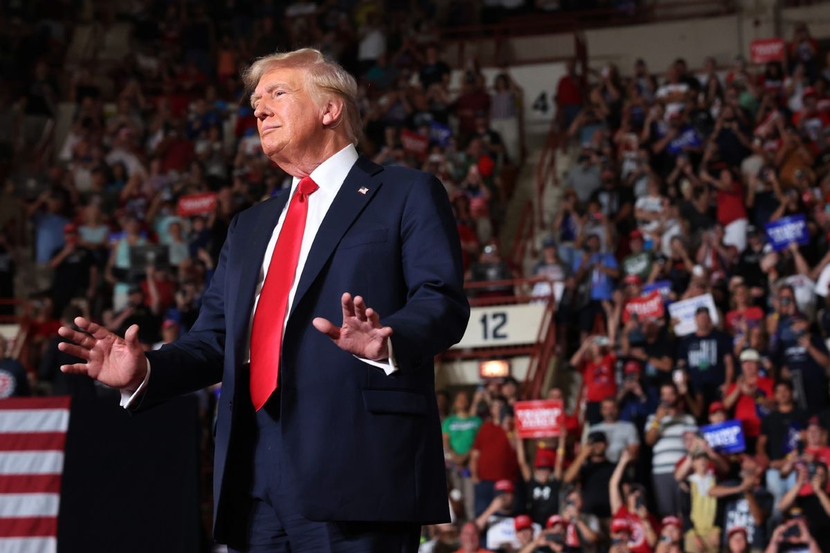 Republican presidential nominee, former U.S. President Donald Trump walks onstage at a rally on July 31, 2024, in Harrisburg, Pennsylvania.  (Spencer Platt/Getty Images)