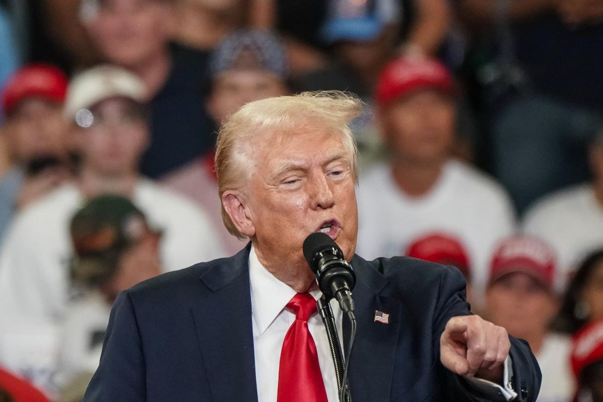 Former President and current Republican presidential nominee Donald Trump speaks during a campaign event on Saturday, August 3, 2024 in Atlanta, GA.  (Elijah Nouvelage for The Washington Post via Getty Images)