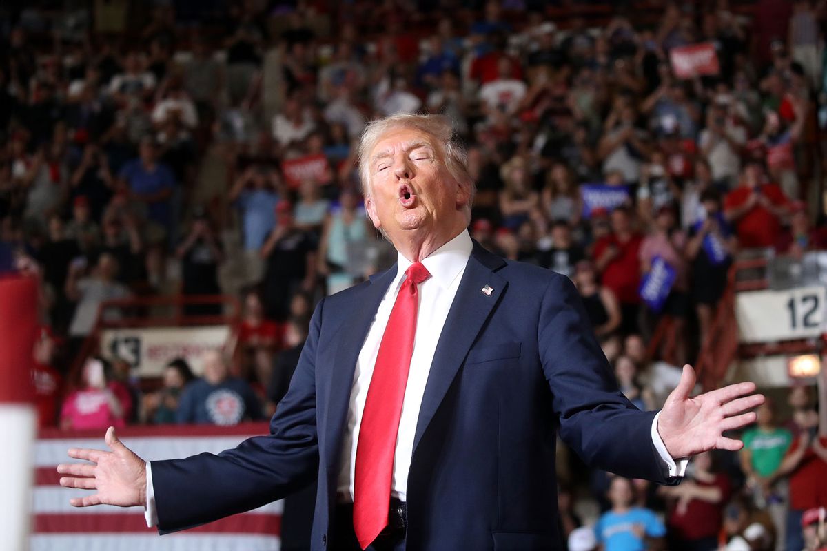 Republican presidential nominee, former U.S. President Donald Trump speaks at a rally on July 31, 2024 in Harrisburg, Pennsylvania. (Spencer Platt/Getty Images)