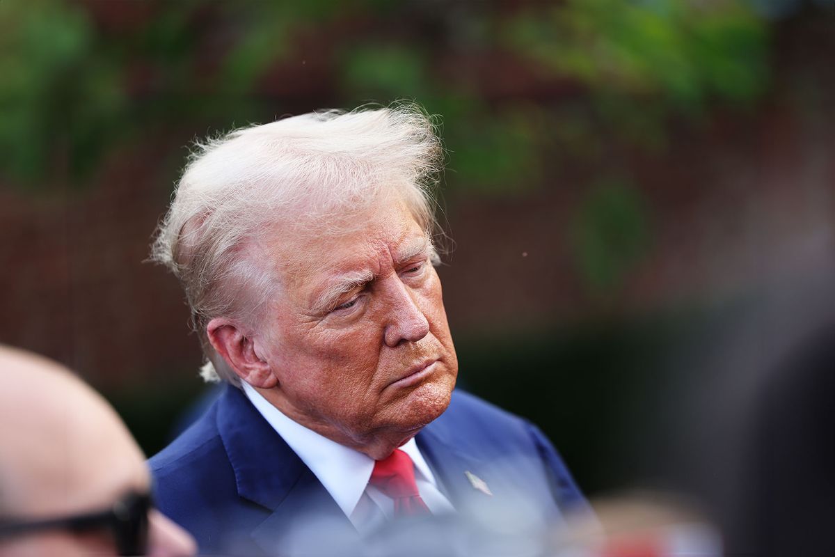 Republican presidential candidate, former U.S. President Donald Trump speaks with supporters after a news conference at Trump National Bedminster Clubhouse on August 15, 2024 in Bedminster, New Jersey. (Michael M. Santiago/Getty Images)