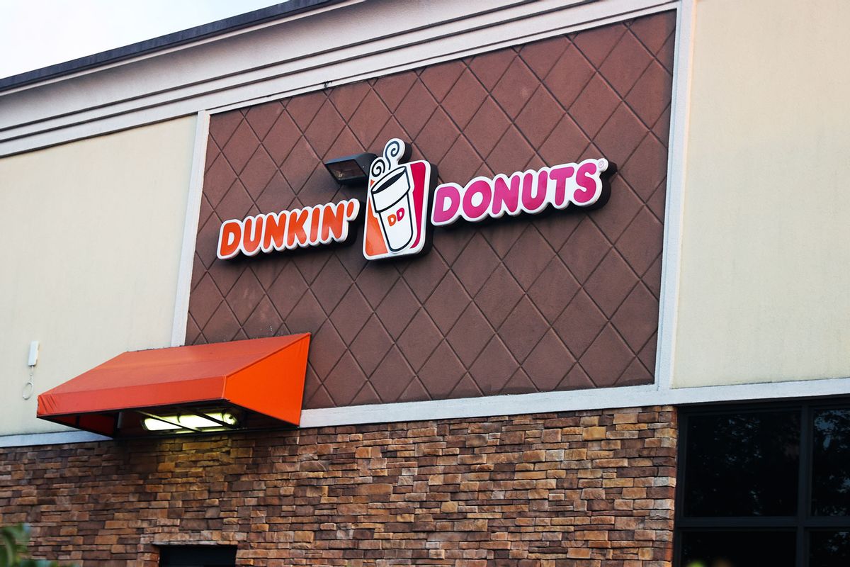 Dunkin Donuts logo is seen in Miami, United States on May 2, 2024. (Jakub Porzycki/NurPhoto via Getty Images)