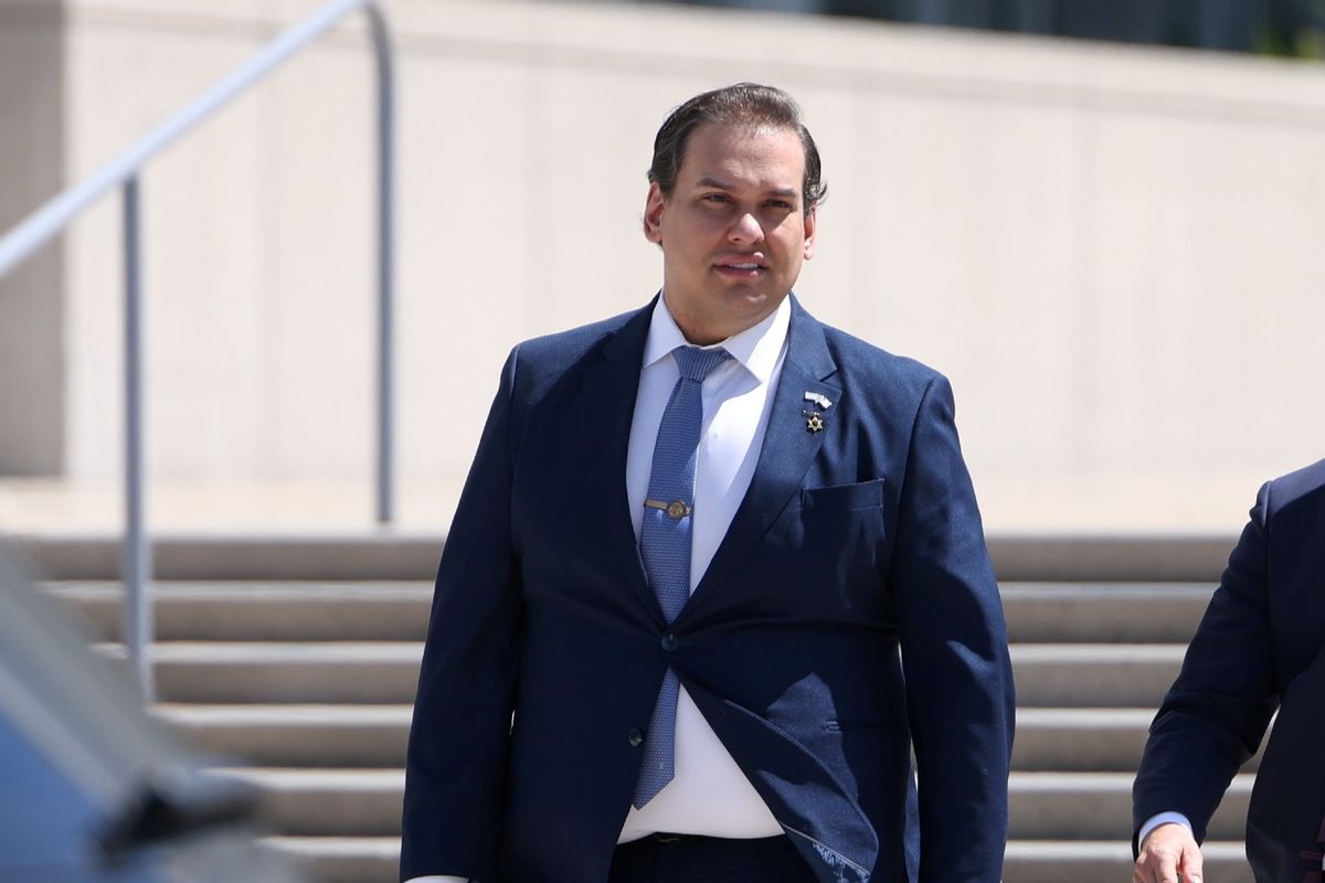 Former Long Island Congressman, George Santos, expelled by the House of Representatives, leaves the federal courthouse in Central Islip, New York, where he is on trial in a fraud case, on August 13, 2024.  (James Carbone/Newsday RM via Getty Images)