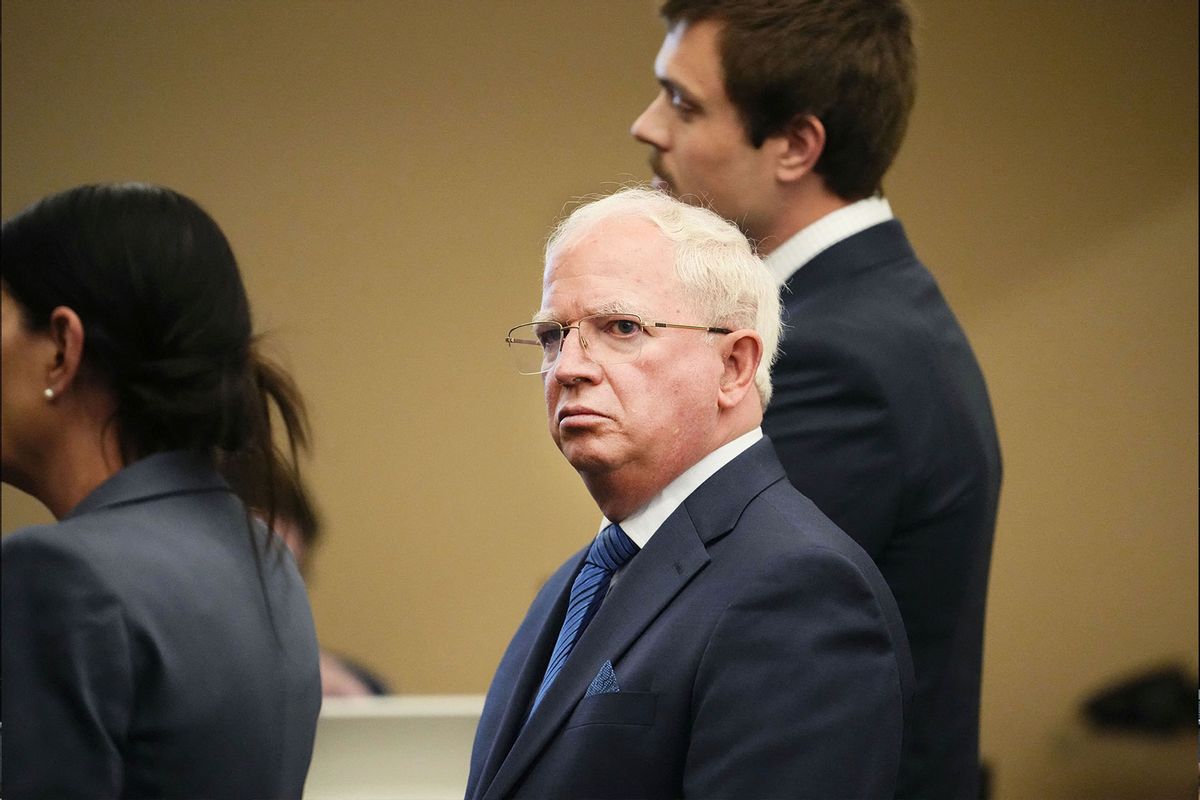 John Eastman, a former lawyer for the forme US President Donald Trump's campaign is arraigned in Maricopa County Superior Court in Phoenix, Arizona on May 17, 2024. (ROB SCHUMACHER/POOL/AFP via Getty Images)