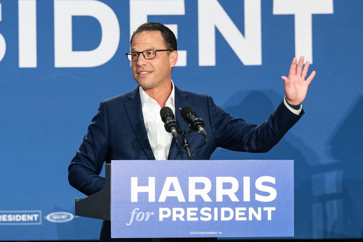 Josh Shapiro, Governor of Pennsylvania, speaks during a rally in support of Harris for President.  (Lev Radin/Pacific Press/LightRocket via Getty Images)