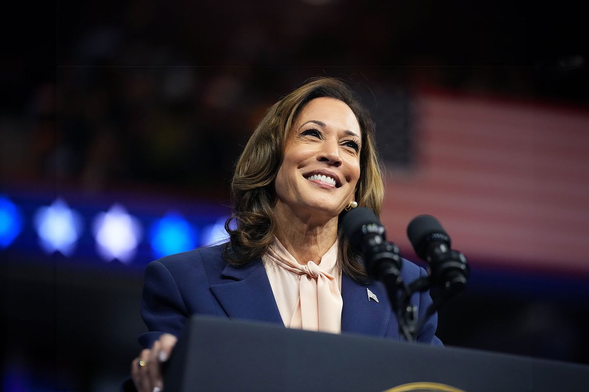 Democratic presidential candidate, U.S. Vice President Kamala Harris speaks during a campaign rally with Democratic vice presidential candidate Minnesota Gov. Tim Walz at Girard College on August 6, 2024 in Philadelphia, Pennsylvania. (Andrew Harnik/Getty Images)