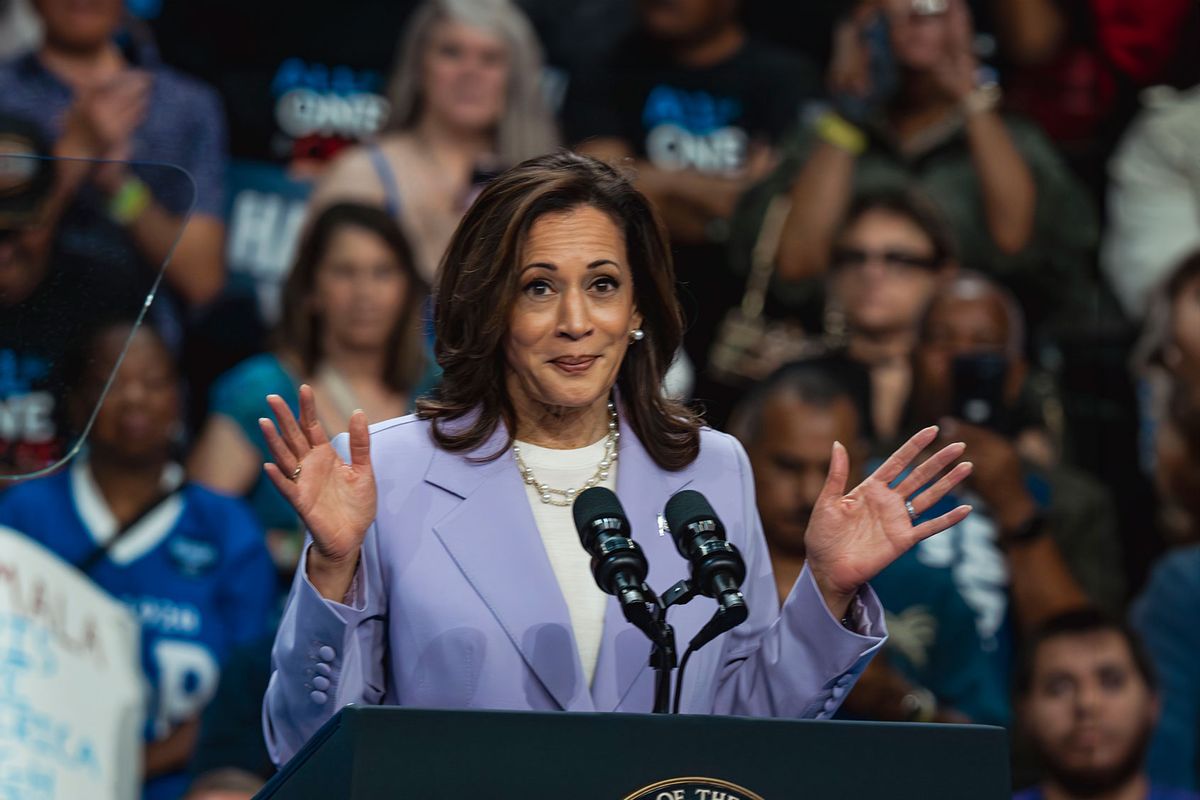 Vice President Kamala Harris at Presidential Rally at University of Nevada, Las Vegas Campus, featuring Gov. Tim Walz and 12,000 supporters. (Joe Sohm/Visions of America/Universal Images Group via Getty Images)