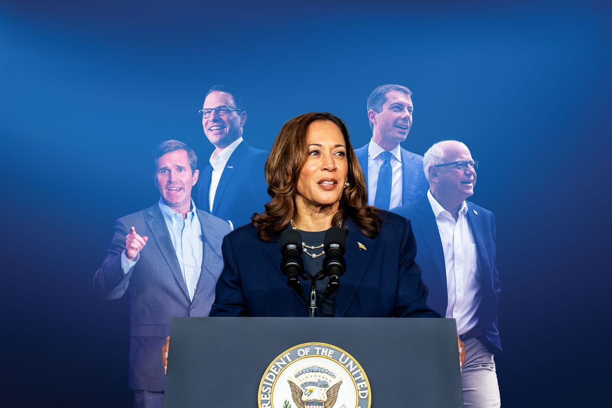 Kamala Harris, Andy Beshear, Josh Shapiro, Pete Buttigieg and Tim Walz (Photo illustration by Salon/Getty Images)