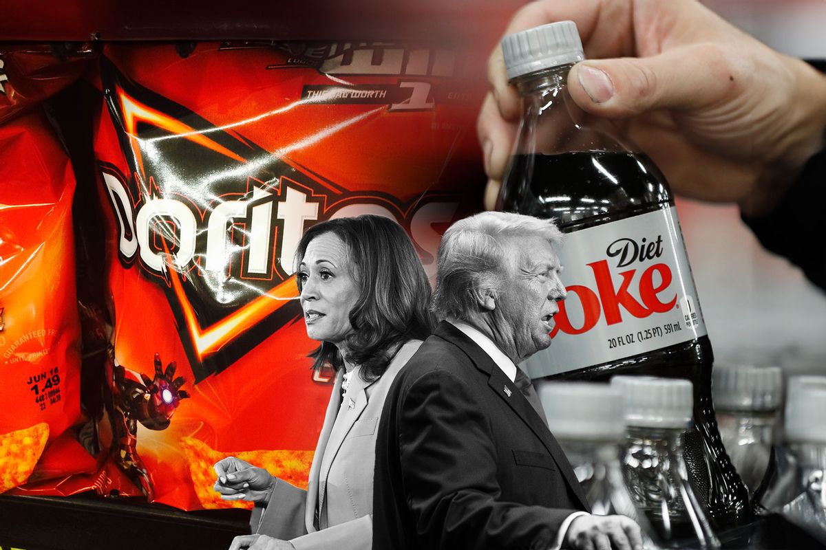 Kamala Harris and Donald Trump | Doritos and Diet Coke (Photo illustration by Salon/Getty Images)