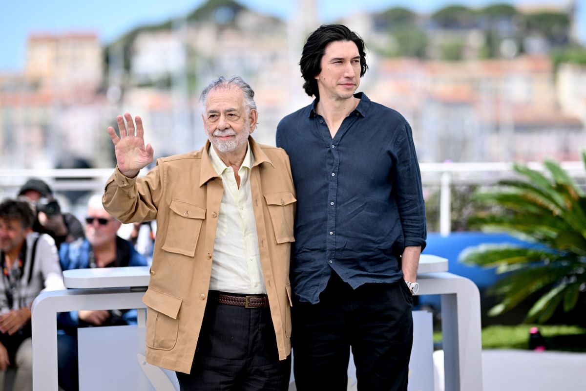 Francis Ford Coppola and Adam Driver attend the "Megalopolis" Photocall at the 77th annual Cannes Film Festival at Palais des Festivals on May 17, 2024, in Cannes, France.  (Lionel Hahn/Getty Images)