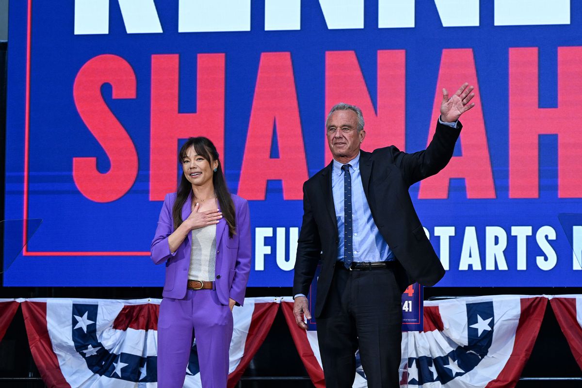 Independent Presidential Candidate Robert F. Kennedy Jr. announced attorney, tech entrepreneur, and philanthropist Nicole Shanahan to the Kennedy campaign as his vice presidential running mate during an event in Oakland, California, United States on March 26, 2024. (Tayfun Coskun/Anadolu via Getty Images)