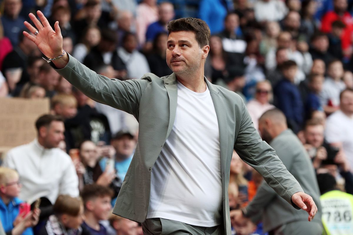 Mauricio Pochettino, manager of World XI team, acknowledges the fans prior to Soccer Aid for UNICEF 2024 at Stamford Bridge, London, June 9, 2024. (Henry Browne/Getty Images)