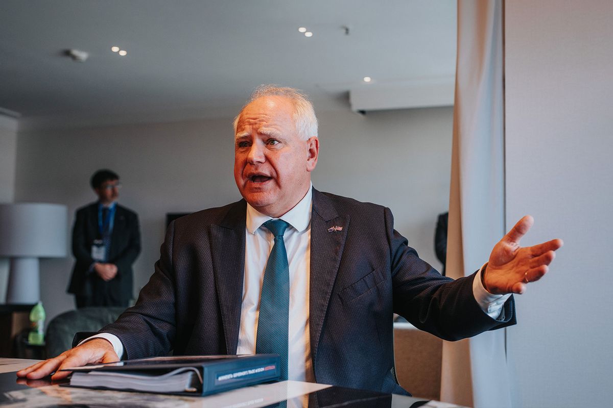 Governor Tim Walz from Minnesota in Sydney during a trade mission to Australia between November 10-18, 2023. Photographed at the Intercontinental Hotel. (James Brickwood / Sydney Morning Herald via Getty Images)