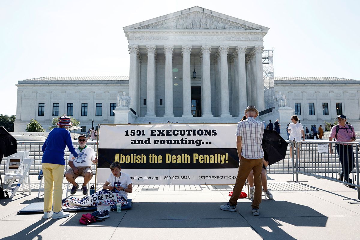 Activists with the Abolitionist Action Committee stand outside of the U.S. Supreme Court Building on July 02, 2024 in Washington, DC. (Anna Moneymaker/Getty Images)