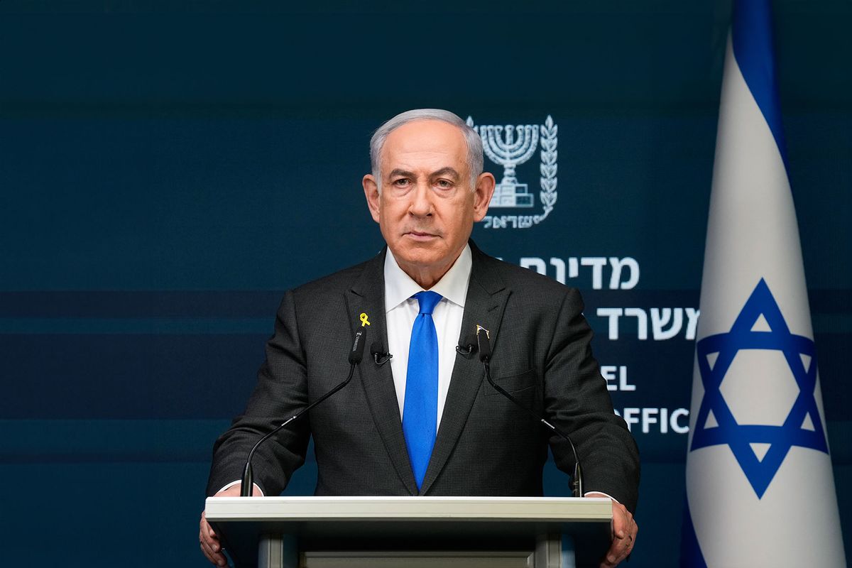 Israeli Prime Minister Benjamin Netanyahu speaks during a news conference in Jerusalem on September 2, 2024. (OHAD ZWIGENBERG/POOL/AFP via Getty Images)