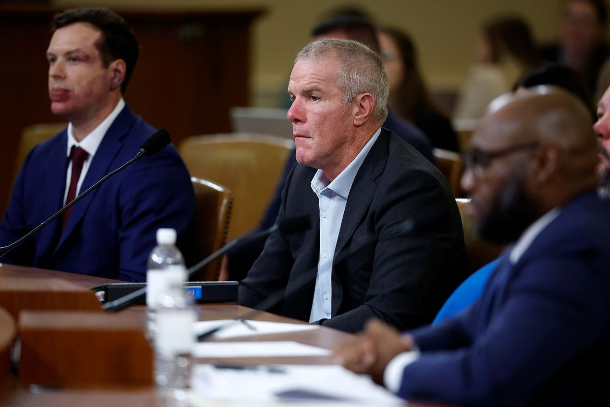 Former NFL quarterback Brett Favre testifies before the House Ways and Means Committee at the Longworth House Office Building on September 24, 2024 in Washington, DC. (Kevin Dietsch/Getty Images)