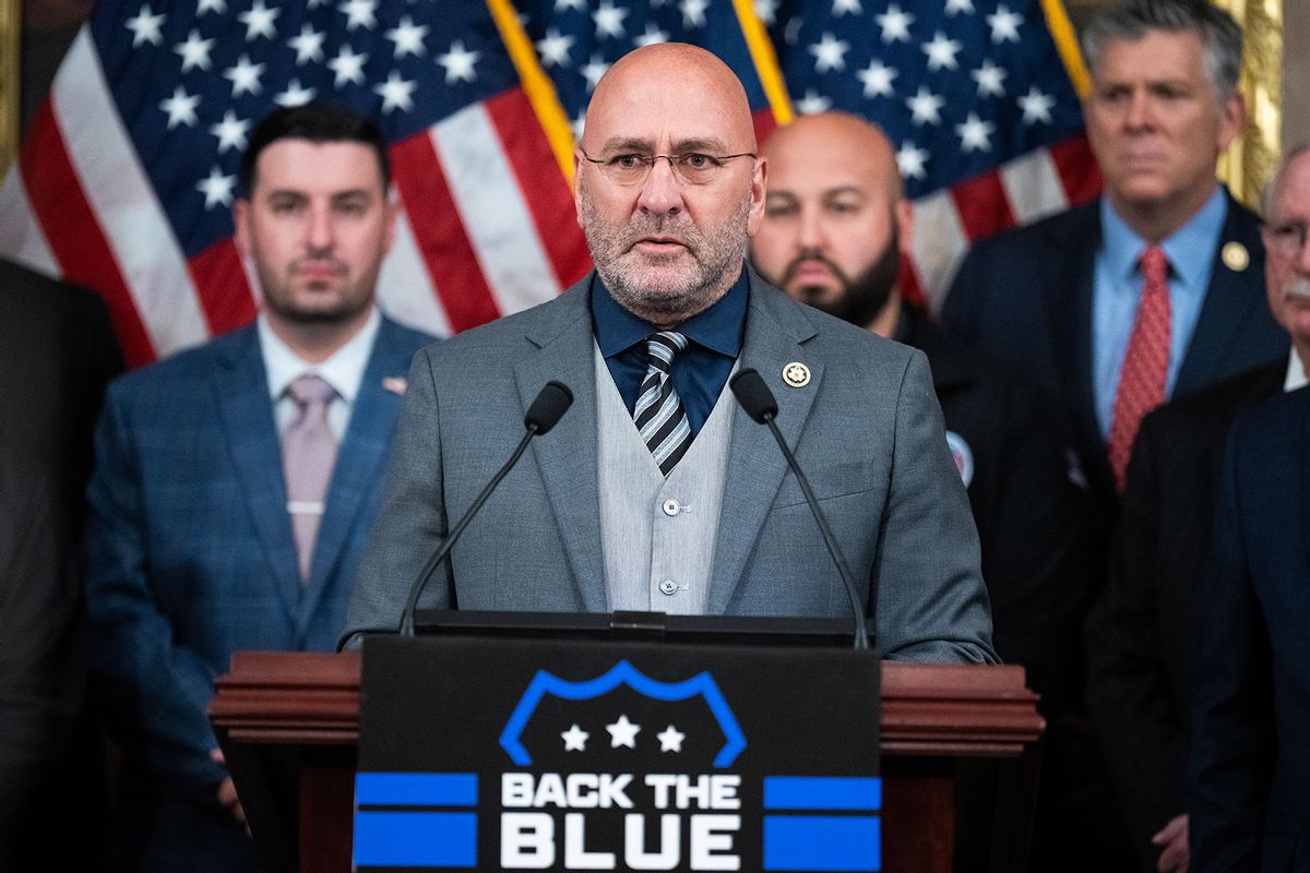 Rep. Clay Higgins, R-La., speaks during a news conference in the U.S. Capitol to recognize law enforcement as part of Police Week, on Wednesday, May 15, 2024. (Tom Williams/CQ-Roll Call, Inc via Getty Images)