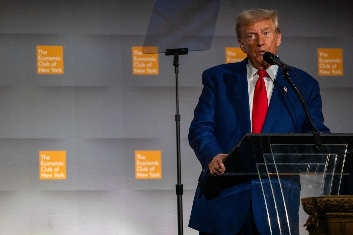 Republican presidential nominee, former U.S. President Donald Trump addresses the Economic Club of New York on September 5, 2024, in New York City.  (Spencer Platt/Getty Images)