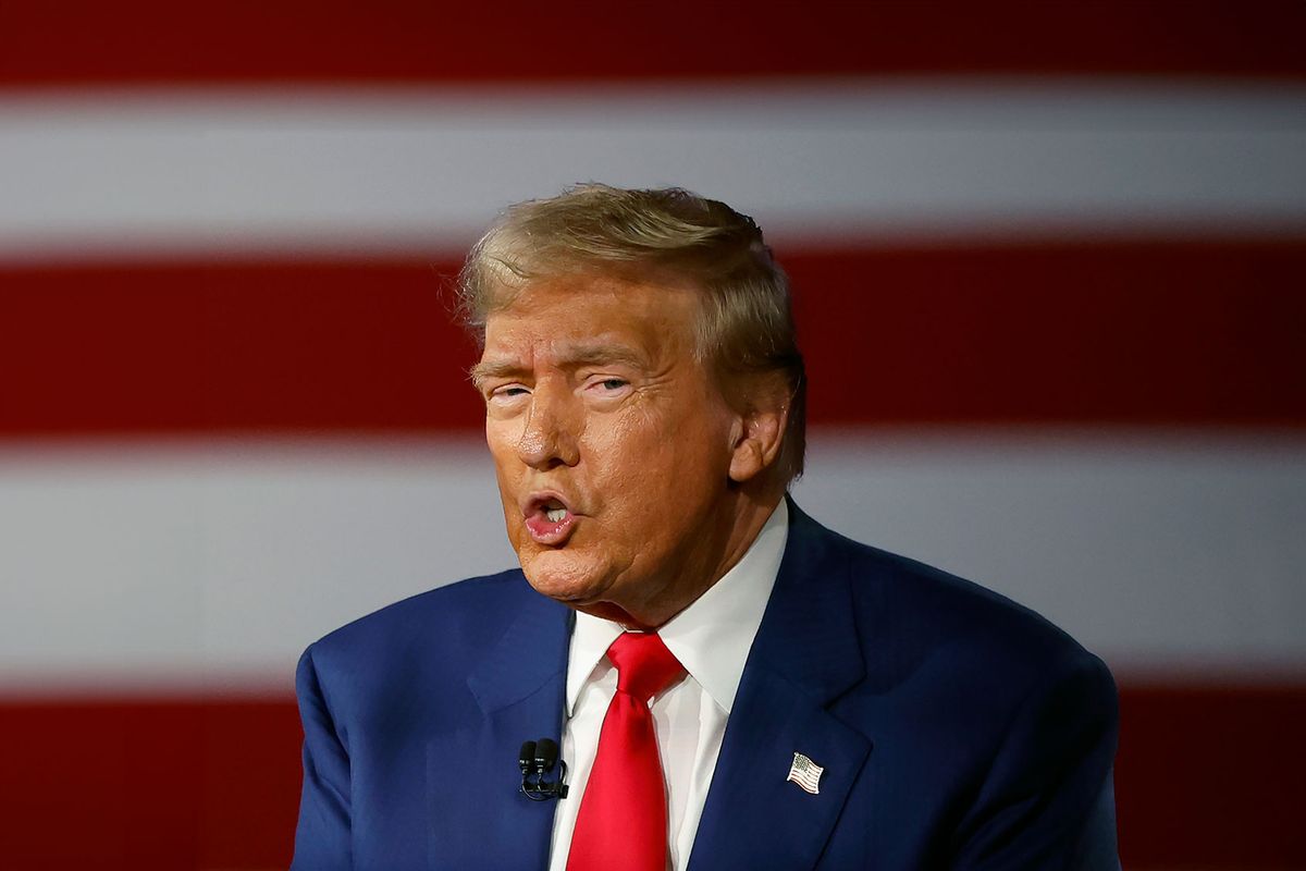 Republican presidential nominee, former U.S. President Donald Trump participates in a Fox News Town Hall with Sean Hannity at the New Holland Arena on September 04, 2024 in Harrisburg, Pennsylvania. (Kevin Dietsch/Getty Images)