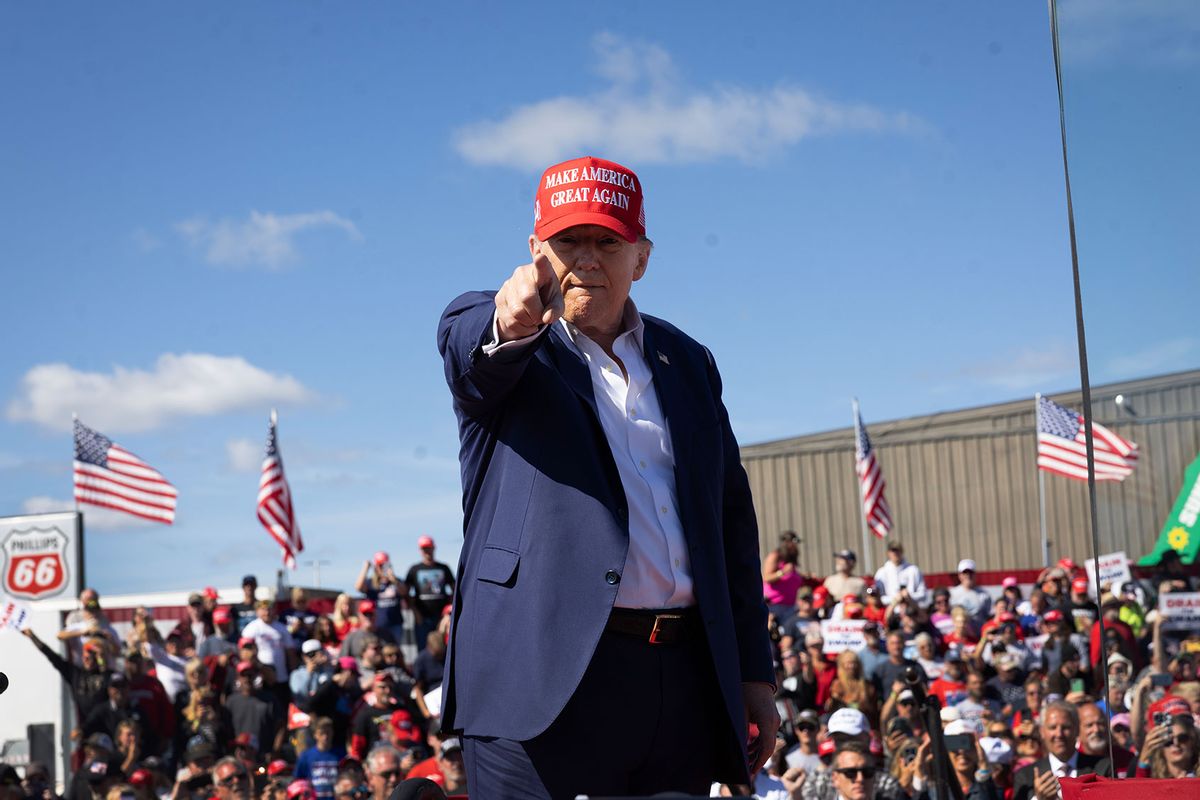 Republican presidential nominee former President Donald Trump departs a campaign event at the Central Wisconsin Airport on September 07, 2024 in Mosinee, Wisconsin. (Scott Olson/Getty Images)